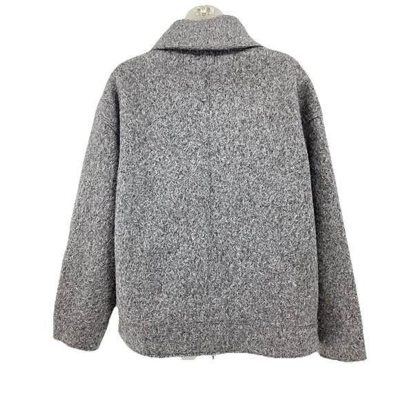 ZARA Women’s Bouclé Loft Moto Zip Point Collar Jacket Gray Size Medium EUC - Picture 4 of 15